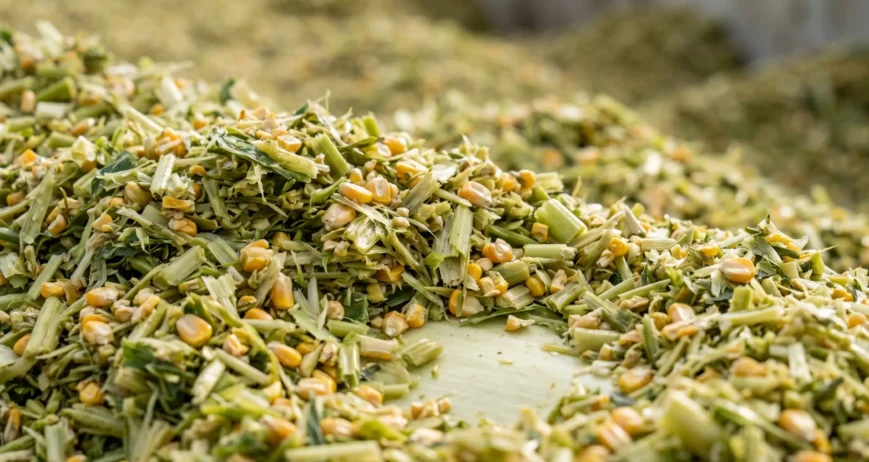 Fermented corn fodder with high nutrition value. Steady, year-round feed supply for dairy and livestock farms.